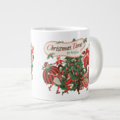 Oude Kerstman en dansende kinderen Grote Koffiekop (Voorkant rechts)