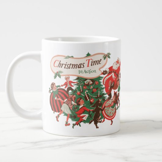 Oude Kerstman en dansende kinderen Grote Koffiekop (Links)