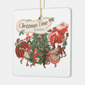 Oude Kerstman en dansende kinderen Keramisch Ornament (Links)