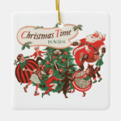Oude Kerstman en dansende kinderen Keramisch Ornament (Voorkant)
