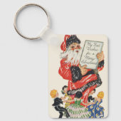 Oude Kerstman en dansende kinderen Sleutelhanger (Voorkant)