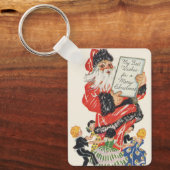 Oude Kerstman en dansende kinderen Sleutelhanger (Voorkant)