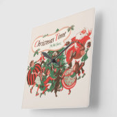 Oude Kerstman en dansende kinderen Vierkante Klok (Hoek)