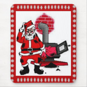 Oude Kerstman en een kachel van een kolenkachel Muismat