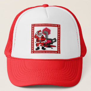 Oude Kerstman en een kachel van een kolenkachel Trucker Pet