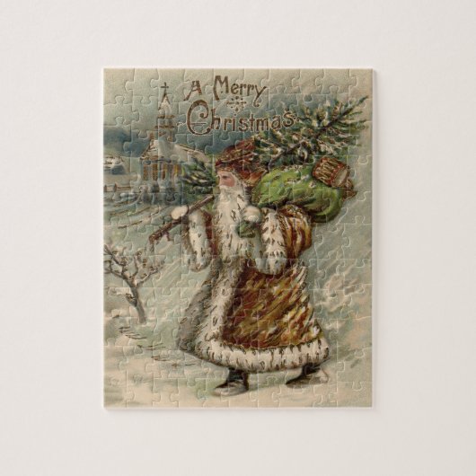 Oude Kerstman en Kerstboom Legpuzzel (Verticaal)
