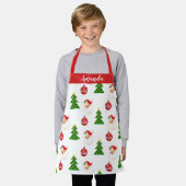 Oude Kerstman en Kerstboompatroon Schort (Gedragen)
