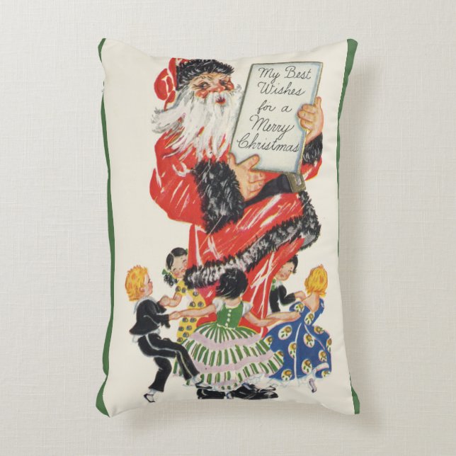 Oude Kerstman en kinderen dansen Accent Kussen (Voorkant(Verticaal))