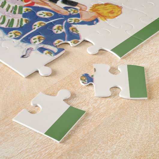 Oude Kerstman en kinderen dansen Legpuzzel (Zijkant)