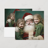 Oude Kerstman en Kinderen Feestdagenkaart (Voorkant / Achterkant)