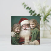 Oude Kerstman en Kinderen Feestdagenkaart (Staand voorkant)