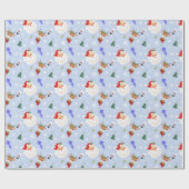 Oude Kerstman en rendier Kerstmis Cadeaupapier (Vlak)