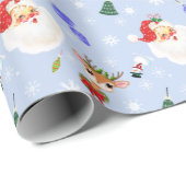 Oude Kerstman en rendier Kerstmis Cadeaupapier (Rol Hoek)