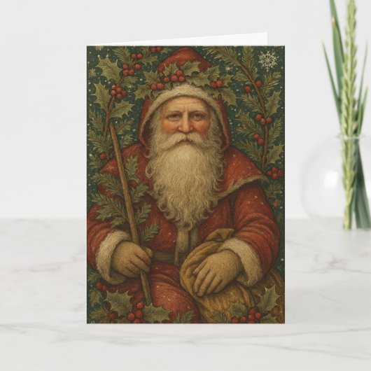 Oude Kerstman Feestdagen Kaart (Voorkant)