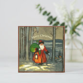 Oude Kerstman-foto kerstkaart (Staand voorkant)
