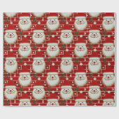 Oude Kerstman gezichten op baksteen Cadeaupapier (Vlak)