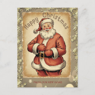 Oude Kerstman Gouden Sterren Aankondigingskaart