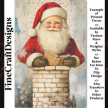 Oude Kerstman in Schoorsteen AZ4 Decoupage