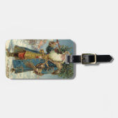 Oude Kerstman in Victoriaanse stijl met kerstboom Bagagelabel (Voorkant horizontaal)