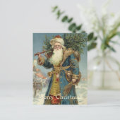 Oude Kerstman in Victoriaanse stijl met kerstboom Feestdagenkaart (Staand voorkant)