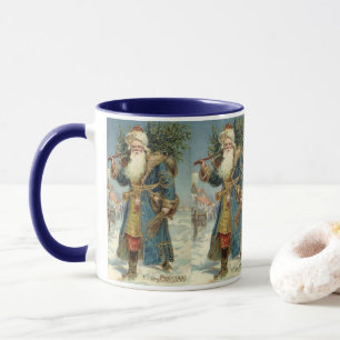 Oude Kerstman in Victoriaanse stijl met kerstboom Mok