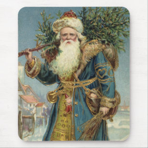 Oude Kerstman in Victoriaanse stijl met kerstboom Muismat