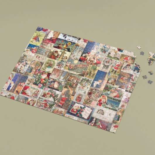 Oude Kerstman Kerst Decoupage Ansichtkaart Legpuzzel