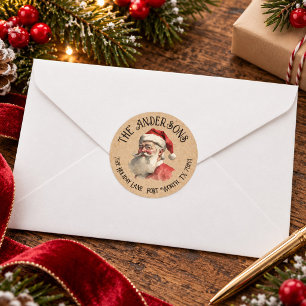 Oude Kerstman Kerst Retouradres Ronde Sticker