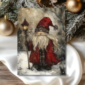 Oude Kerstman Kerst Waterverf Kunst Feestdagenkaart
