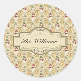 Oude Kerstman & Kerstboom Op Maat Ronde Sticker