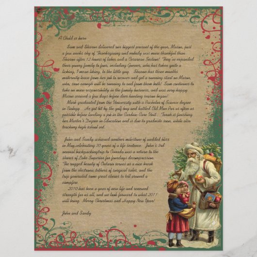 Oude Kerstman Kerstbrief Foto aan achterzijde Flyer (Voorkant)