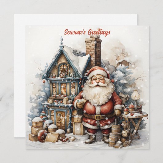 Oude Kerstman Kerstkaart (Voorkant / Achterkant)