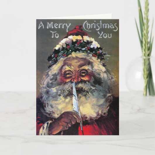 Oude Kerstman Kerstkaart Feestdagen Kaart (Voorkant)