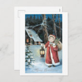 Oude kerstman, kerstman feestdagenkaart (Voorkant / Achterkant)