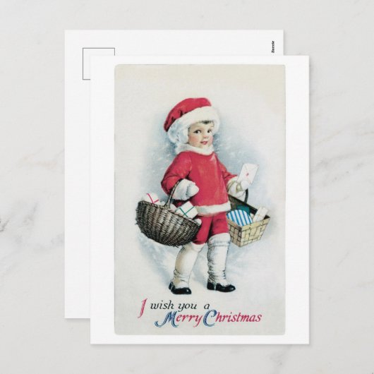 Oude kerstman, kerstman feestdagenkaart (Voorkant / Achterkant)