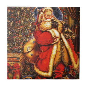 Oude Kerstman Kerstman gelukkig vakantiegeschenk. Tegeltje