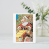 Oude kerstman, kerstman, vintage-wagen feestdagenkaart (Staand voorkant)
