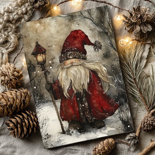 Oude Kerstman Kerstmis Aquarel Kunst Feestdagenkaart