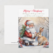 Oude Kerstman Kerstmis en Konijn Feestdagenkaart (Voorkant / Achterkant)