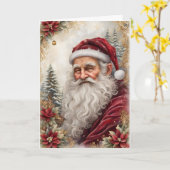 Oude Kerstman Kerstmis Kaart (Gele Bloem)