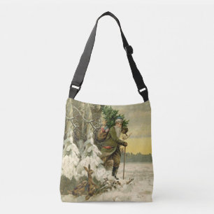 Oude Kerstman Kerstmis Victoriaans Vakantie Boom  Crossbody Tas
