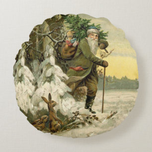 Oude Kerstman Kerstmis Victoriaans Vakantie Boom  Rond Kussen