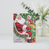 Oude Kerstman kind Vakantie ansichtkaart Feestdagenkaart (Staand voorkant)
