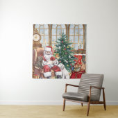 Oude Kerstman Knus Dieren Achtergrond Wandkleed (In situ)