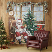 Oude Kerstman Knus Dieren Achtergrond Wandkleed