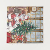 Oude Kerstman Knus Kerst Dieren Achtergrond Wandkleed (Voorkant (horizontaal))