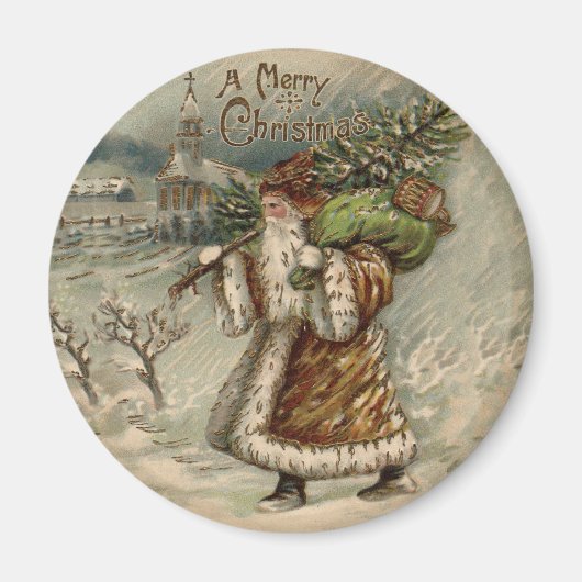 Oude Kerstman Kunst Kerstboom Print Magneet (Voorkant)