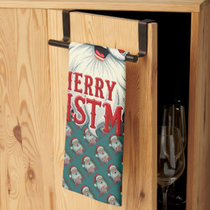 Oude Kerstman Merry Christmas Illustratie Patroon Theedoek