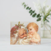 Oude Kerstman met Baby - Kerstmis Briefkaart (Staand voorkant)