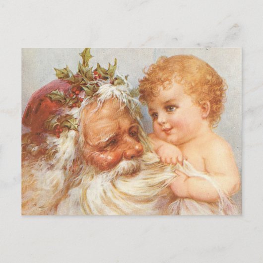 Oude Kerstman met Baby - Kerstmis Briefkaart (Voorkant)